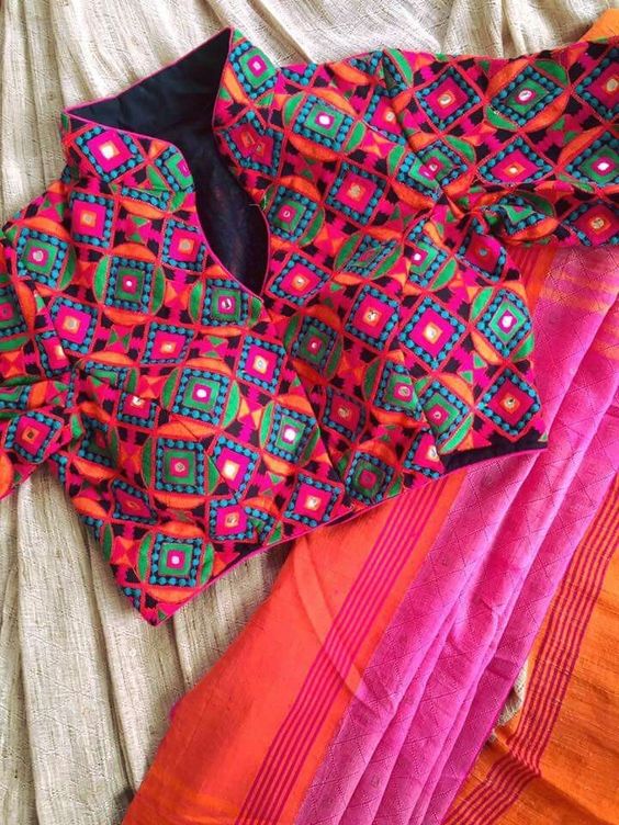 Abstract printed blouse design: Latest Saree Blouse Designs collection for 2020