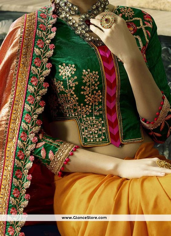 Buy Tani Bana Designer Banarasi Art Silk Chunri Buti Saree Royal Blue &  Royal Green Colour with Blouse for Women at Amazon.in