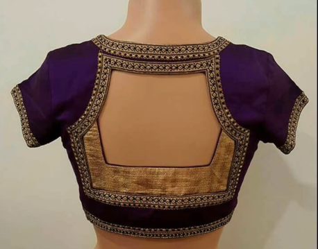 Square cut out blouse design: Simple and Stylish Blouse Back Neck Designs