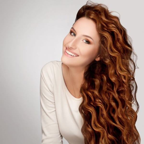 Natural Curly & wavy Red Hair long hair 