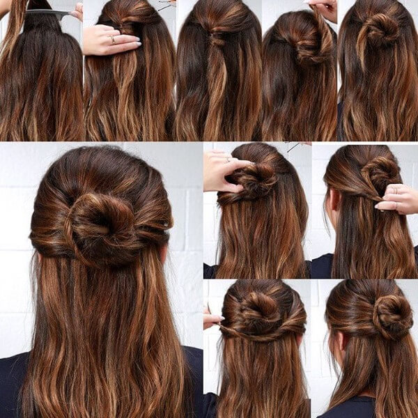 This Season Try These Half-Up, Half-Down Bun Trends