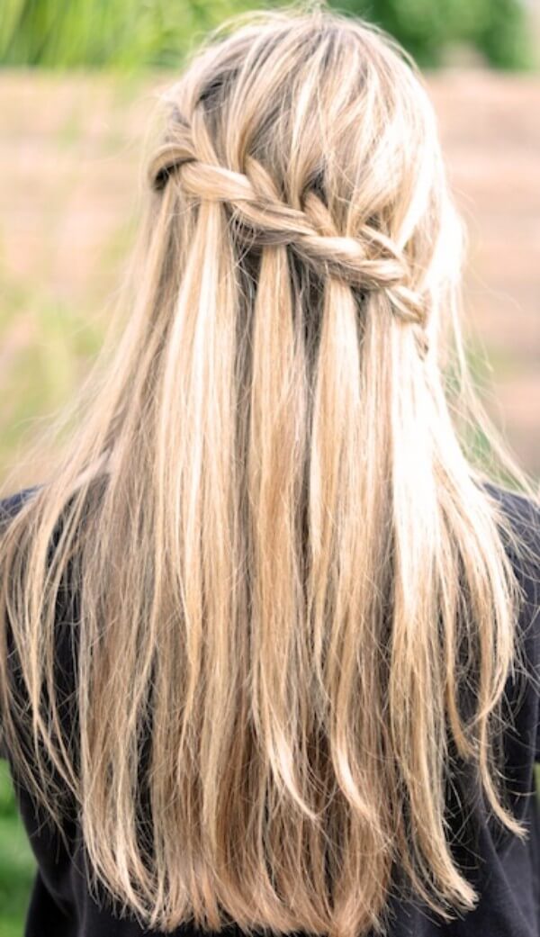 Waterfall braid hairstyle