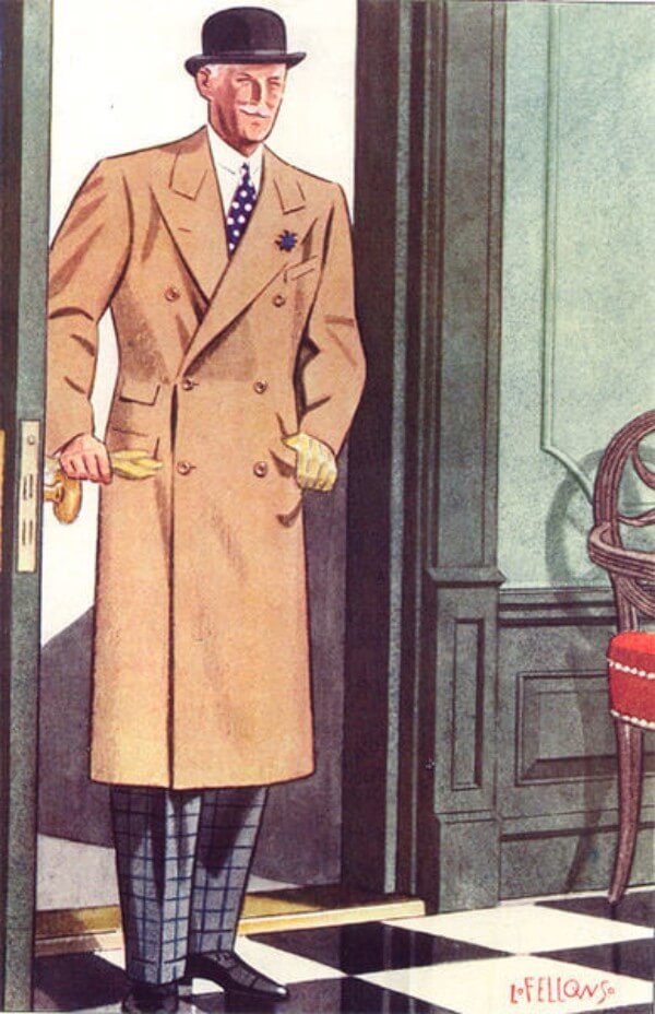 Classic vintage men's polo coat for winter season