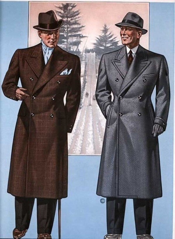 Men's 1940s trench coat with hat for winter season 
