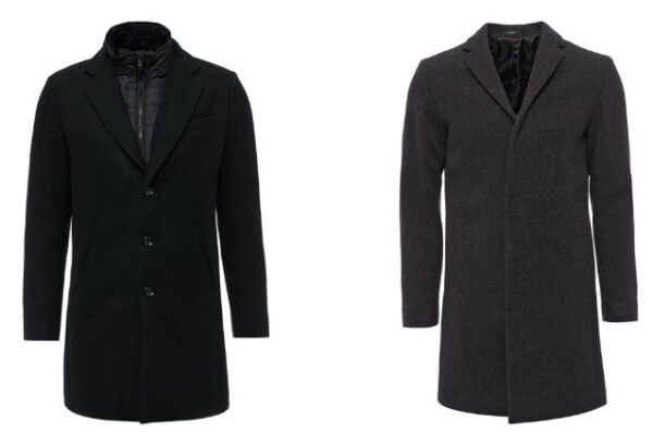 Black and grey medium size single breasted coat for winter season