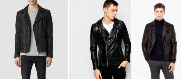 Men's slim pleated black color casual sporty leather jacket for winter season