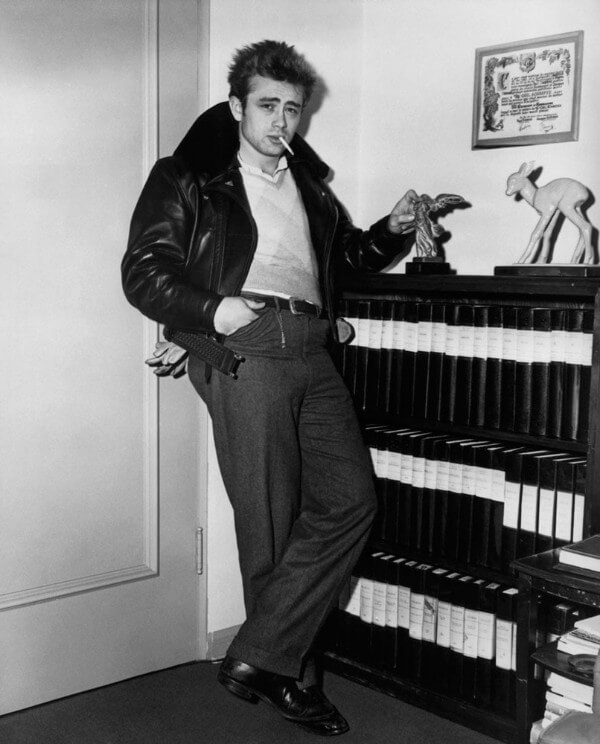 An american actor James Dean's leather bomber jacket in rebel without a Cause