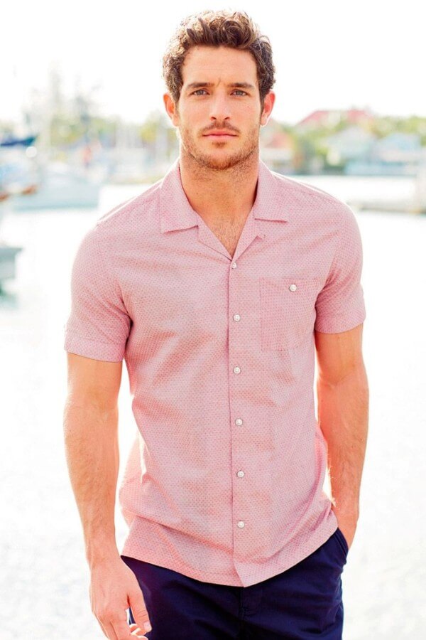 Men's half sleeve pink shirt for summer 