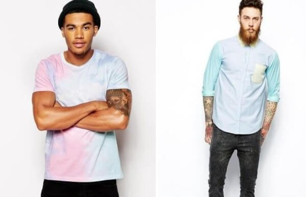 Men's gradient or pastel color round collar short & long sleeve T-shirt 