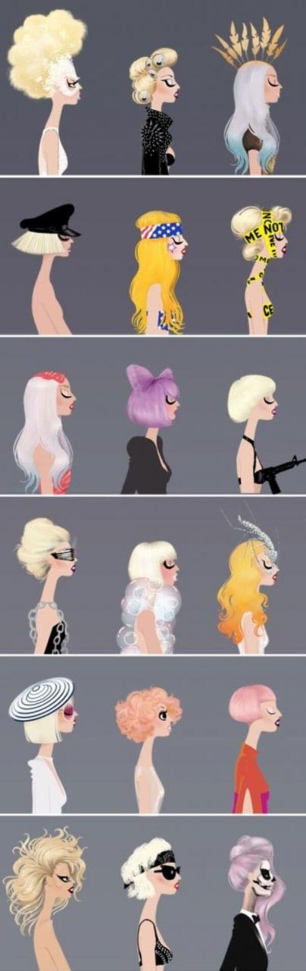 Lady Gaga outfit series by illustrator Adrian Valencia