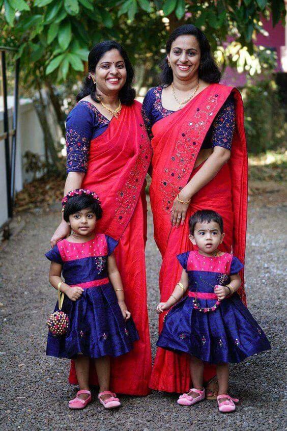 Colour coordinated traditional outfits