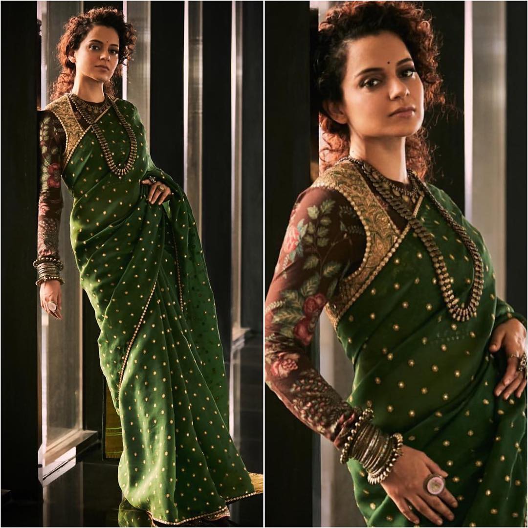  Kangana Ranaut in polka dots saree: Latest Bollywood Designer Sarees for Elegant Look