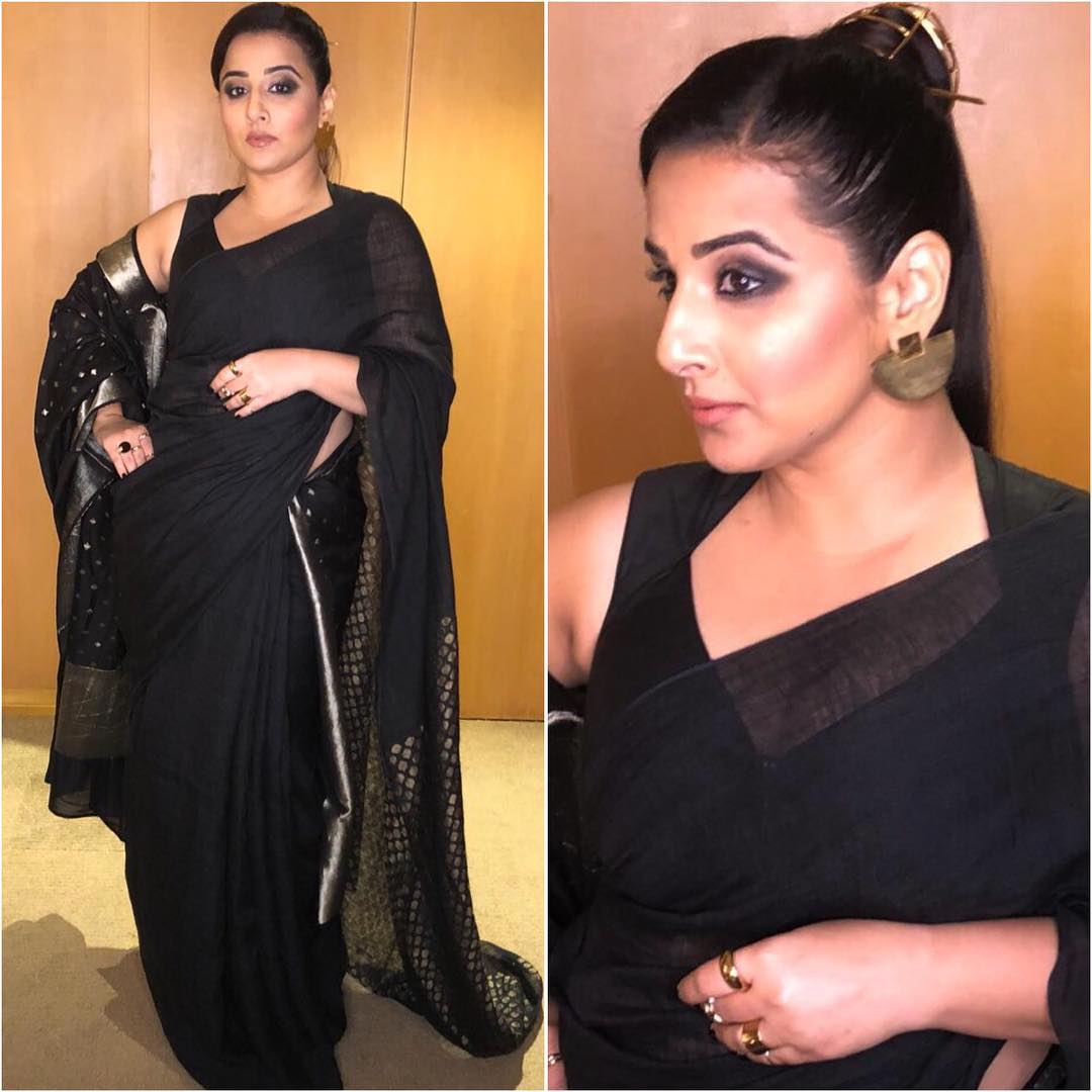 Vidya Balan in black saree: Latest Bollywood Designer Sarees for Elegant Look