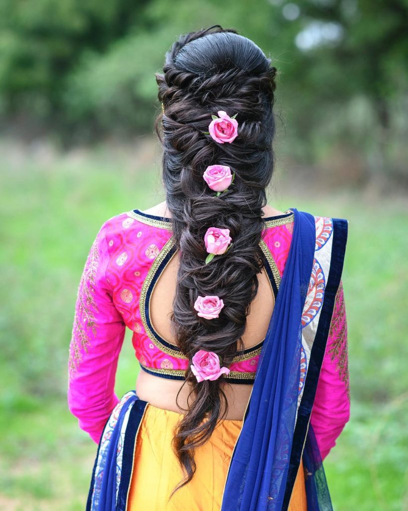 Beautiful Hairstyle With Pink Roses K4 Fashion beautiful-hairstyle-with-pink-roses-k4-fashion