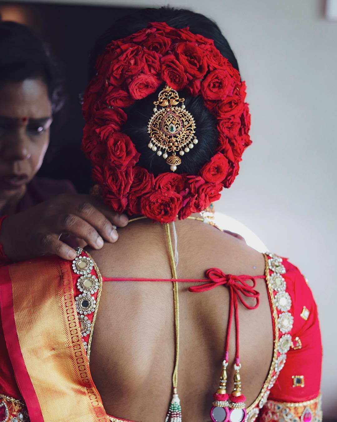 south indian bride flower hair bun - K4 Fashion