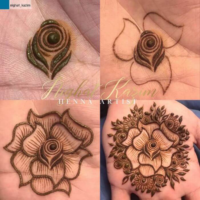 The flower mehndi design The flower mehndi design step by step Indian Wedding Makeup Looks for Bride's Sister