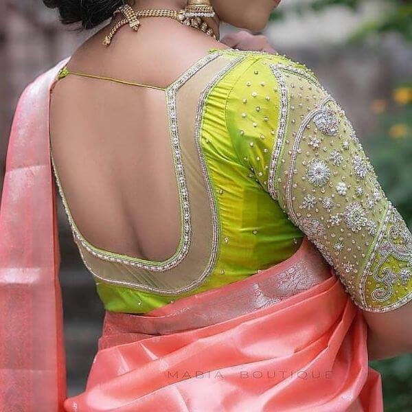Deep back cut blouse design Fancy Saree Blouse Back Neck Designs for Indian Women