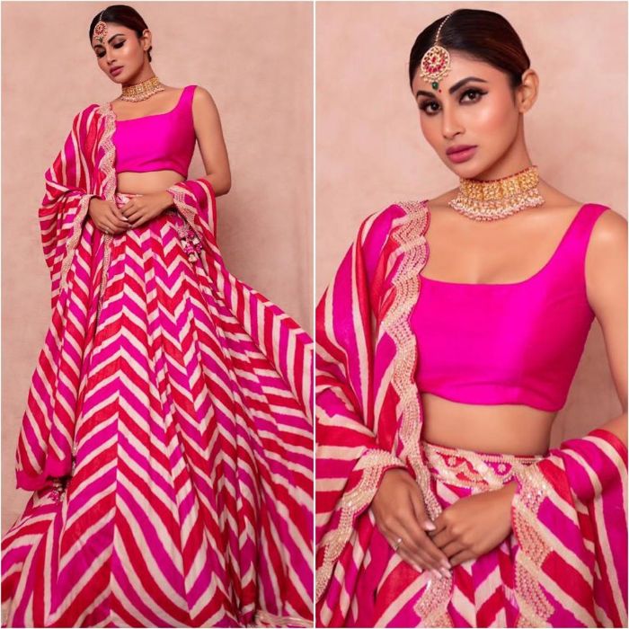Mouni Roy inspired Hot pink lehnga