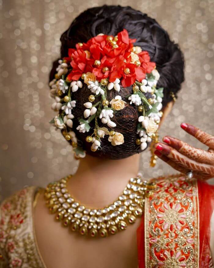 Bridal Floral Bun Hairstyles for Wedding Day (8) - K4 Fashion