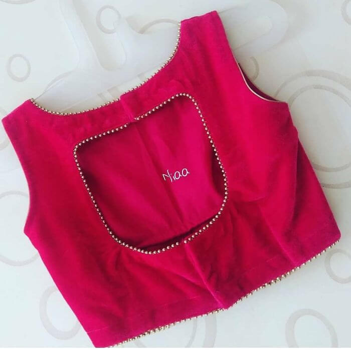 Simple Pink Back Neck Blouse Designs For Saree Lehenga K4 Fashion