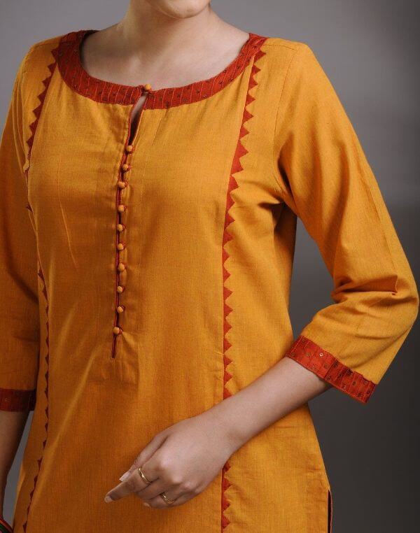 Solid Collar Neck Folding Sleeves Long Kurti  Yellow  DrapeMe  Your  Affordable place for InTrend clothing