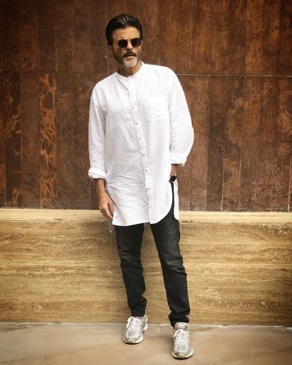 Anil Father of the Bride Outfit Ideas Kapoor casual but cool simple kurta he pair it up with a pair of denims and white shoes.