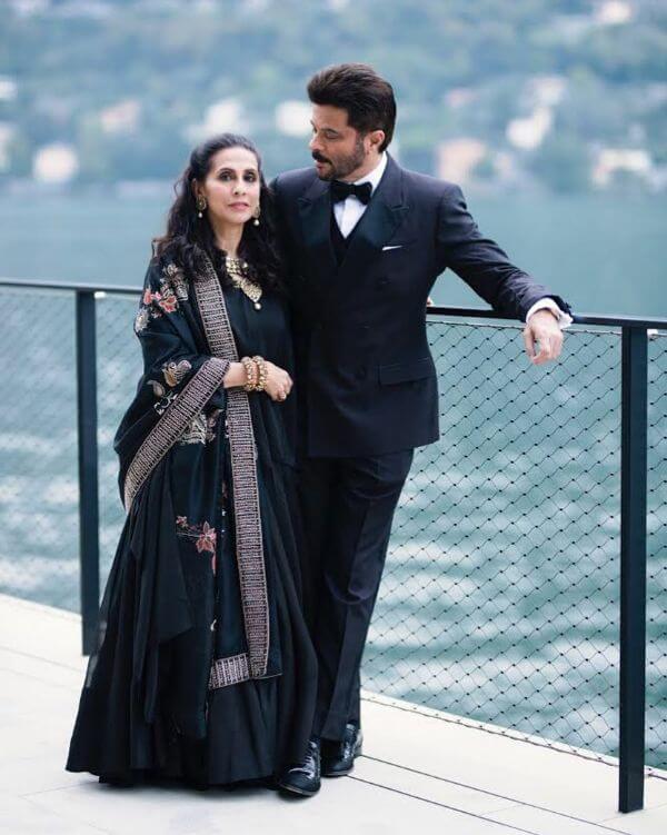 Anil kapoor with his wife Sunita Kapoor in black tuxedo