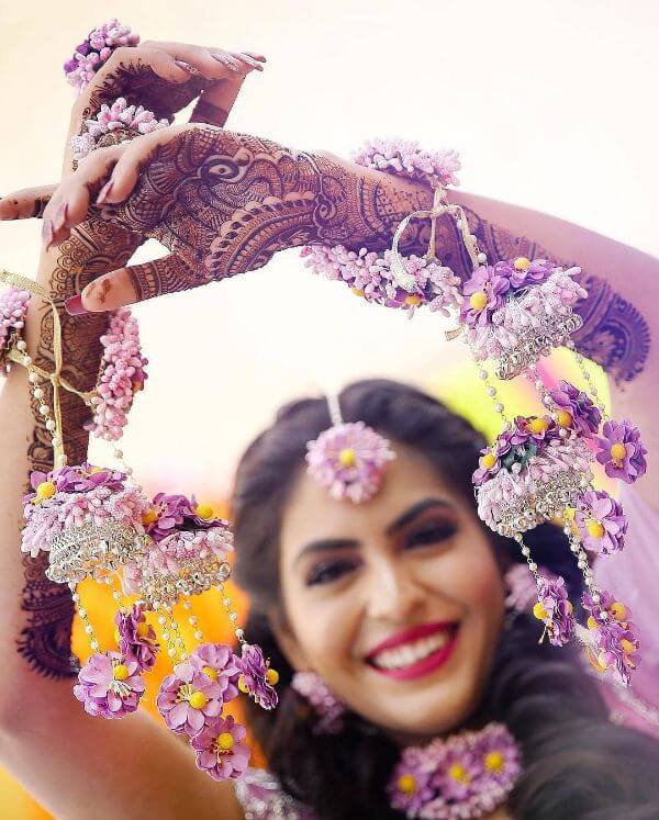 Purple coloured floral kaleeras Floral Kaleere Designs Spotted on Real Brides in Wedding