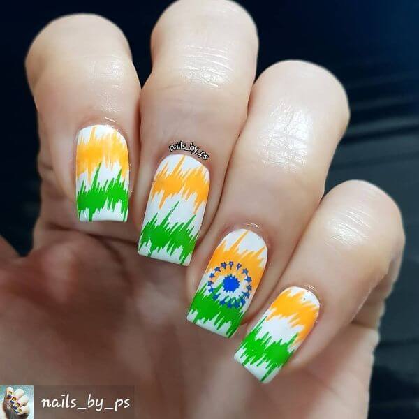Tricolor Nail Art Designs for Republic Day & Independence Day