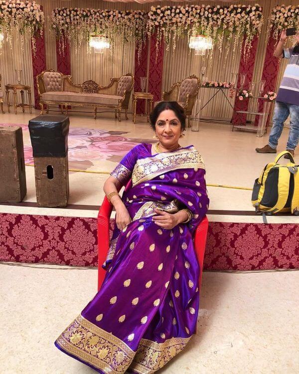 Neena Gupta's purple kanjivaram saree with thick border for any occasion