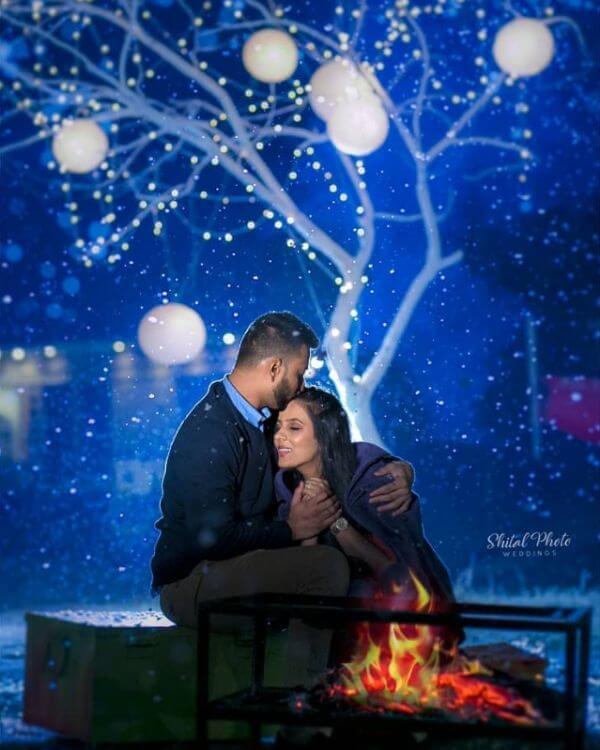 Night, stars, lights pre-wedding photoshoot Pre-wedding Photoshoot Ideas for Indian Couple