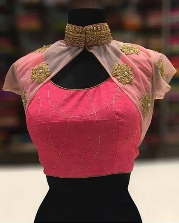 High neck buttoned blouse