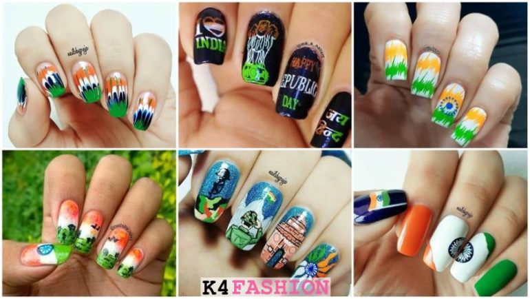 Tricolor Nail Art Designs For Republic Day Independence Day K4