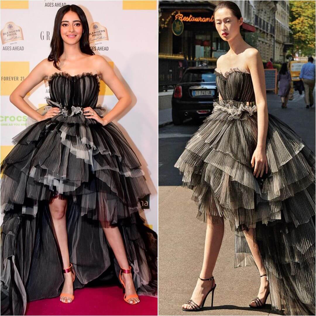 Ananya Panday Glamorous Look Black frills all round the gown