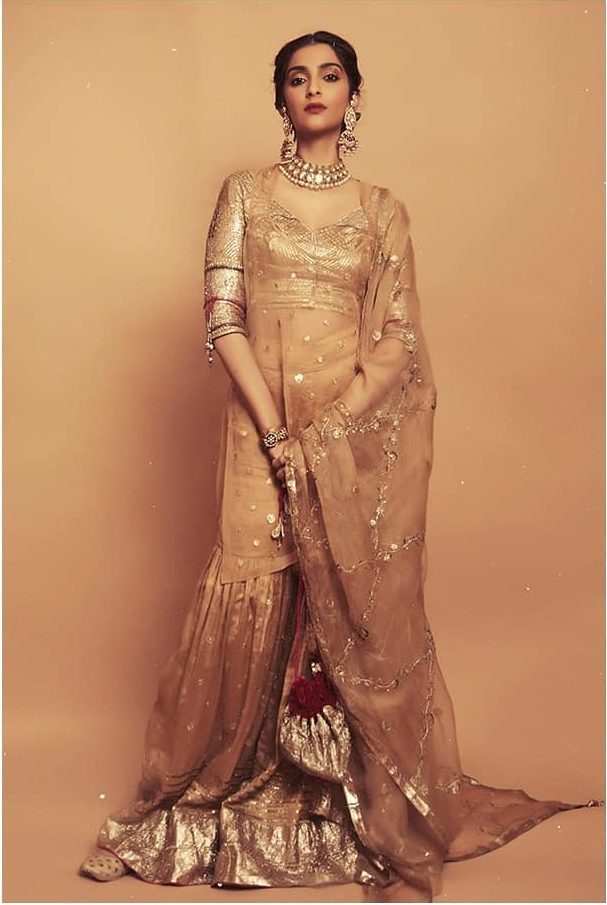 Golden kurti and gharara for Indian Bridesmaid