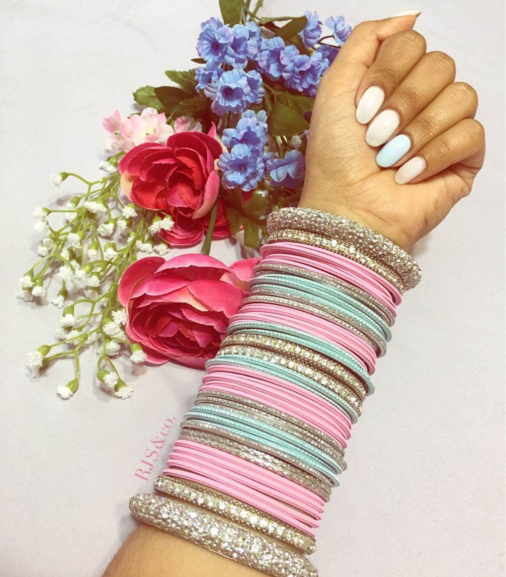 Bubblegum dream bridal bangle design Heavy pearl karas bridal bangle design Heavy Metal Bridal Bangle Designs