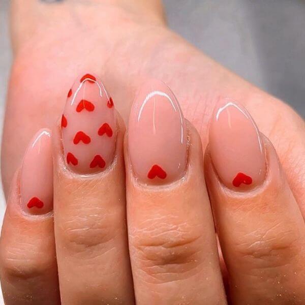 Heart Nail Art for Short Nails on Valentine's Day