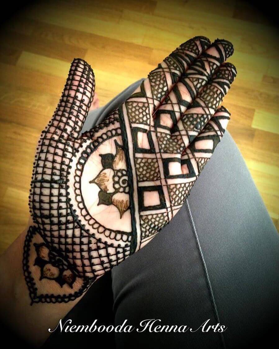 Geometric Modern Arabic Mehndi Designs For Full Hand