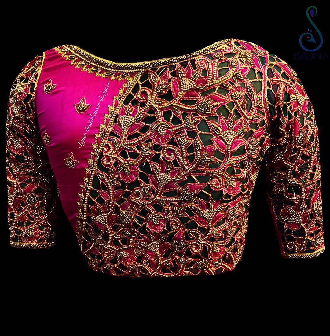 Silk Saree Blouse Back Neck Designs For South Indian Bride K4