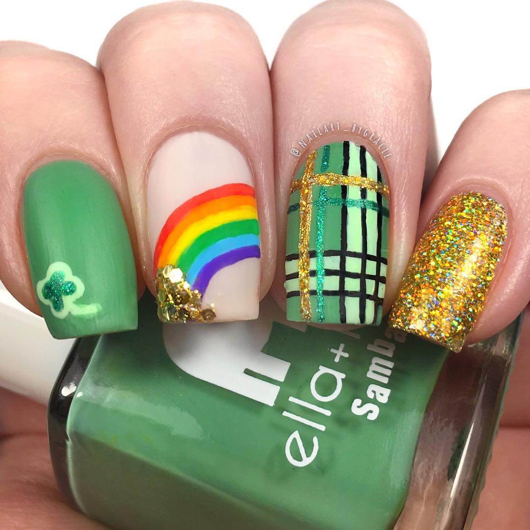 Matte rainbow nails St. Patrick's Day Nail designs