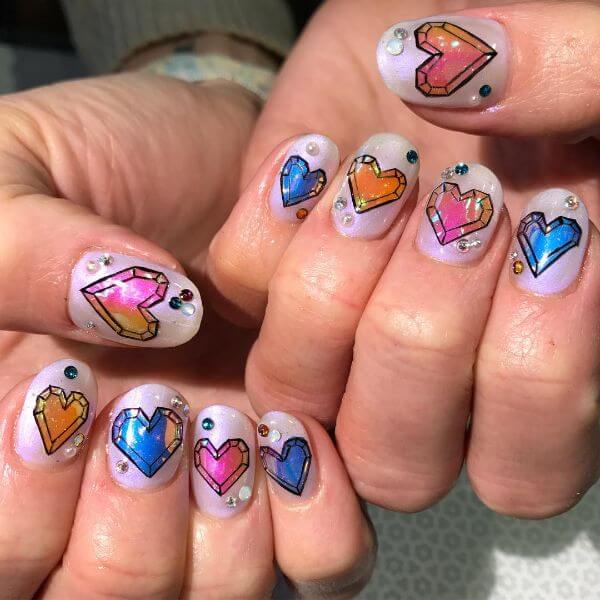 Heart Stickers Nail Art for Short Nails on V-Day