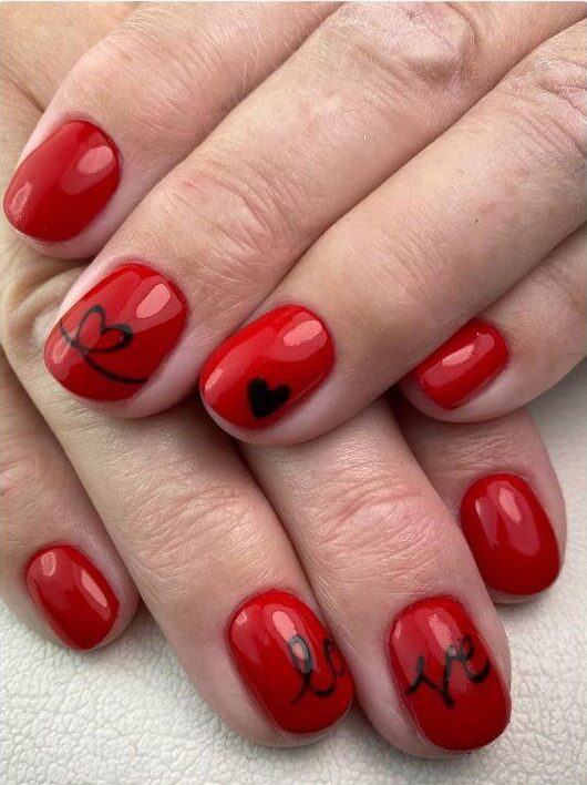 Romantic Red Nail Art for V-Day