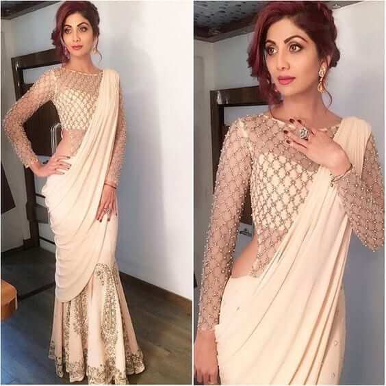 Shilpa Shetty Web pattern full sleeve length blouse to make you look unique