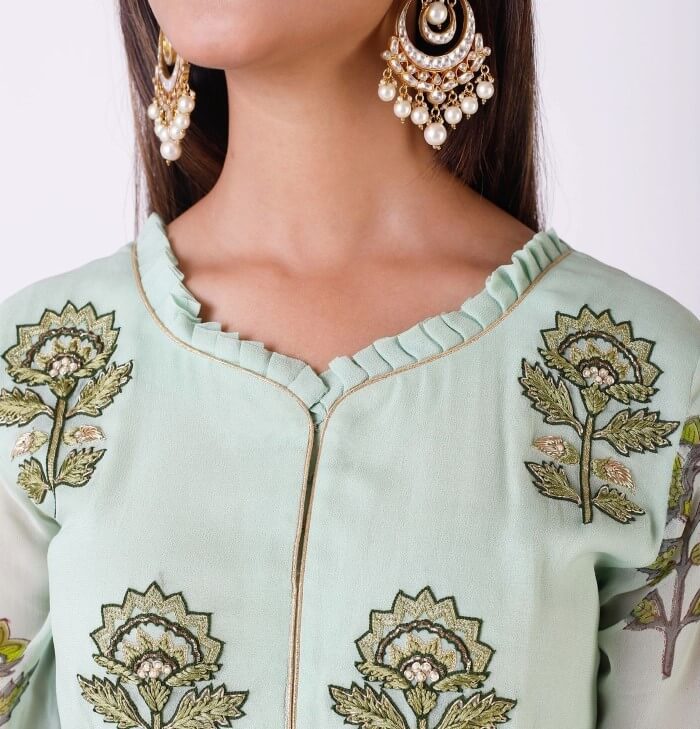Trendy Punjabi Suit Neck Designs Frill Collar Neck Design