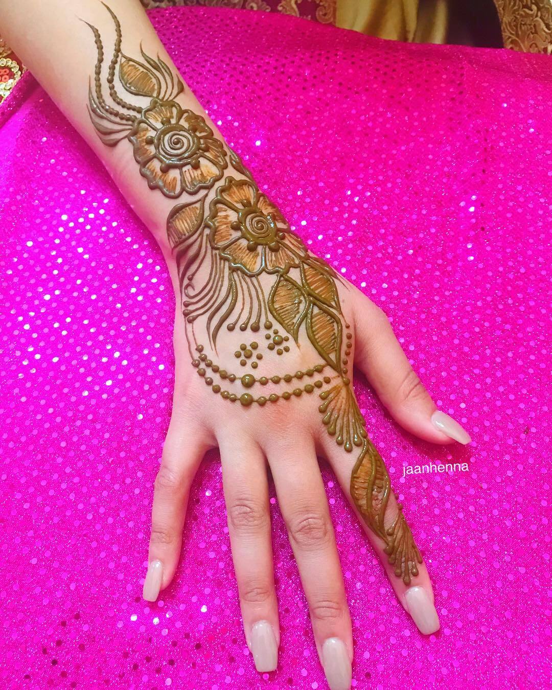 An Intricate Vasty Shaded Mehndi Designs for Right Back Hand