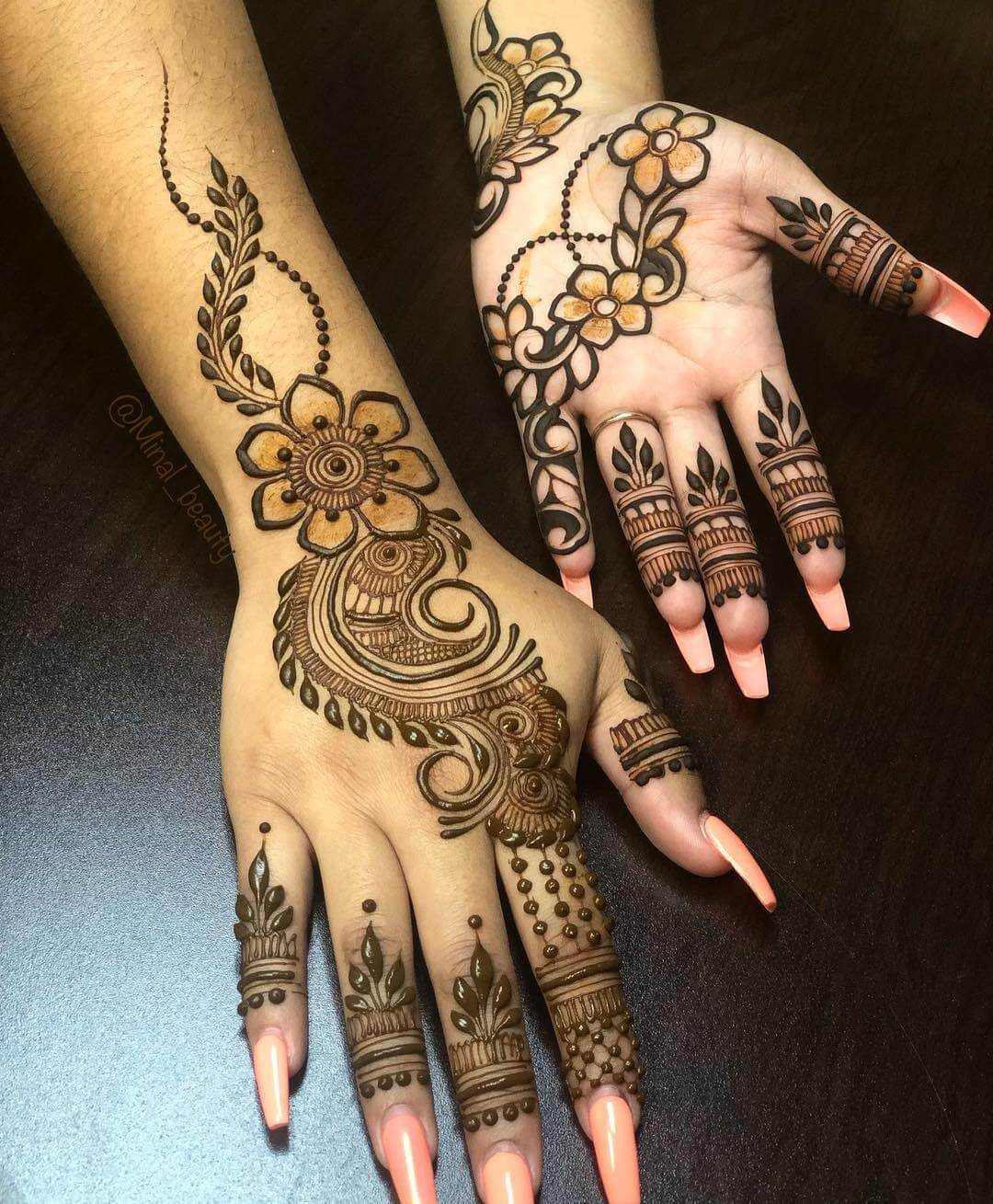 Perfect Combination Of Front And Back Hand Mehendi Design