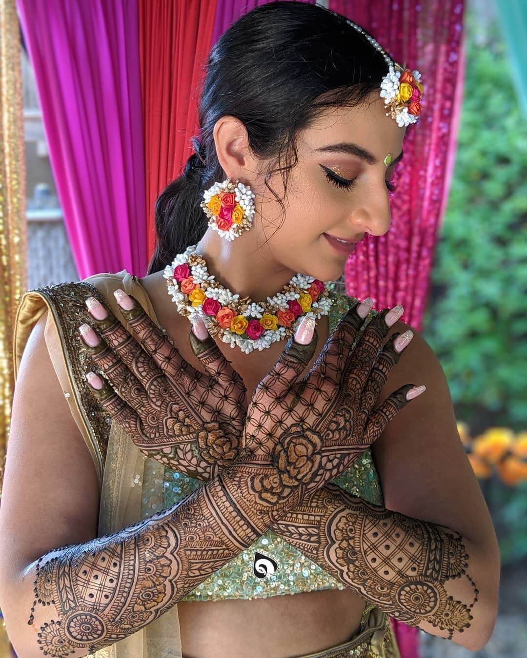 Charming Rose  Bridal Back Hand Mehndi Design