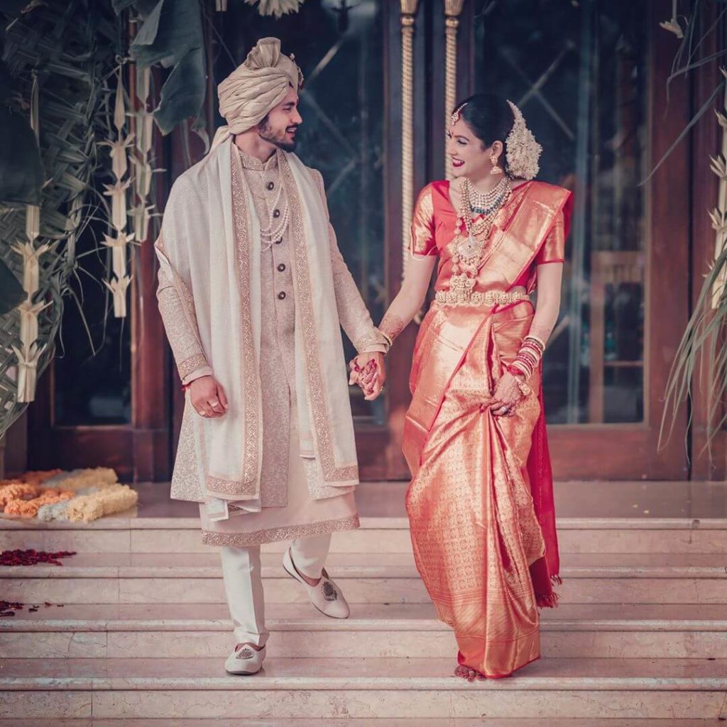 Indian Bride And Groom Wedding Outfit Color Combination K4 Fashion