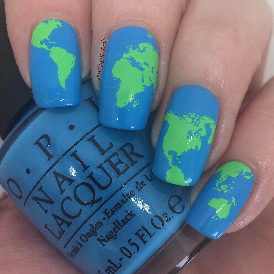 The Simple Earth Day Nail Art Design For Earth Day