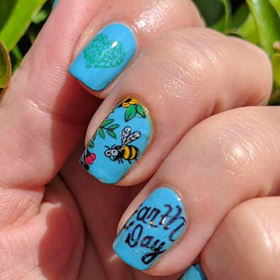 Bumble Bee Nail Art For Earth Day